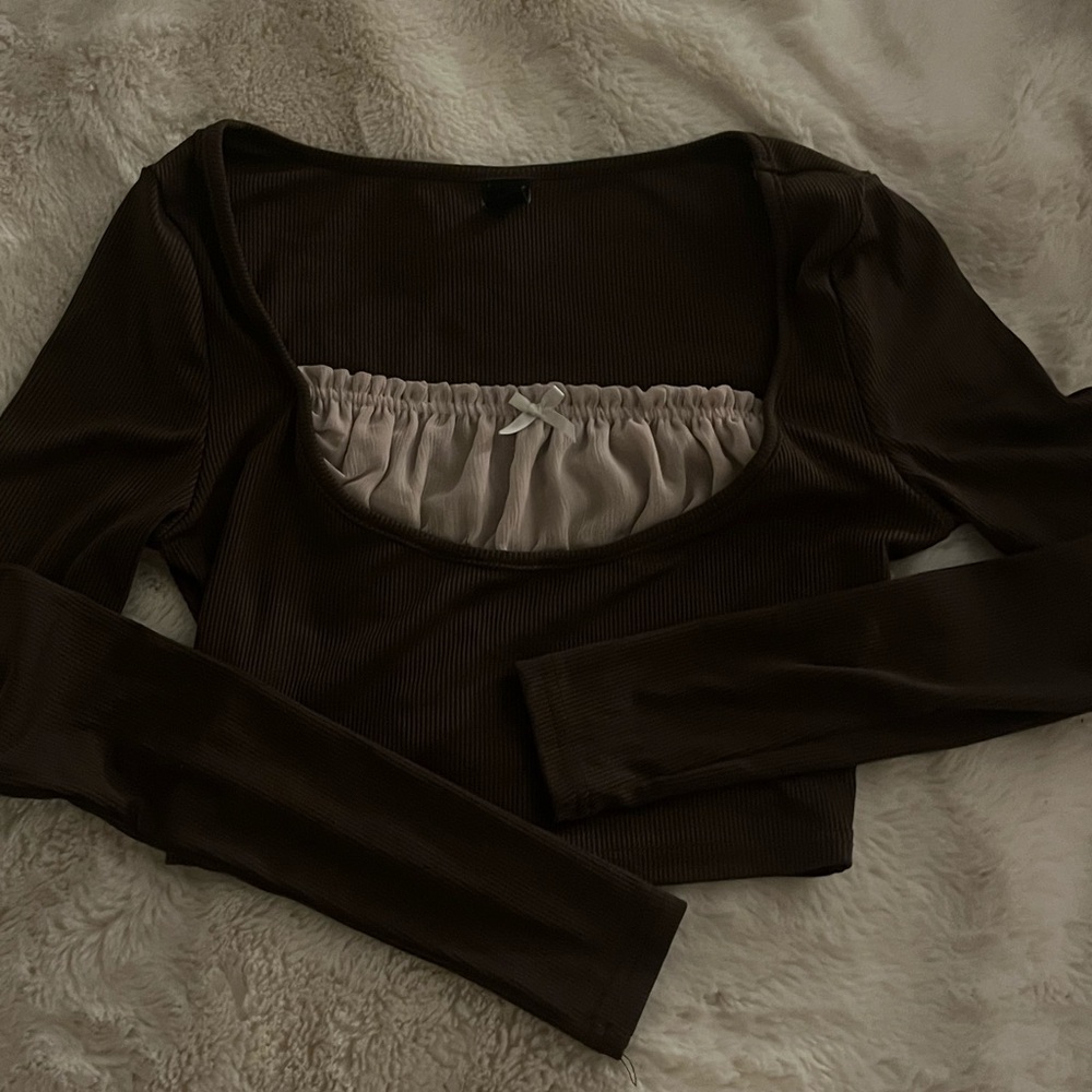 Brown Shein long sleeve shirt- Size XS